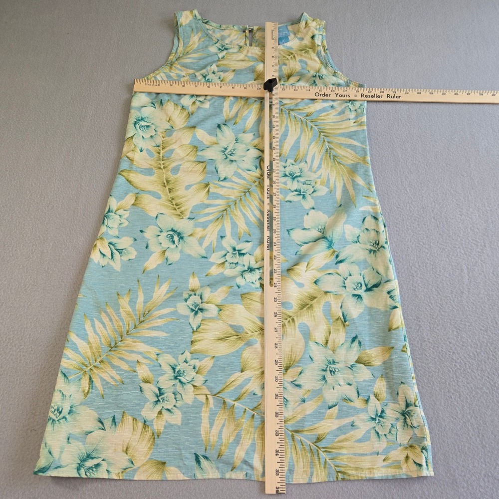 August Silk Lifestyle Dress Womens 6 Blue Tropical Floral 100% Silk Sleeveless - Picture 4 of 4